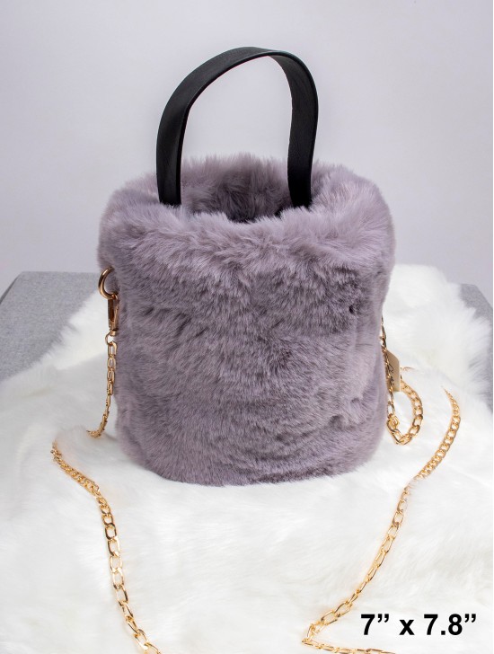 Plush Drawstring Bucket Bag